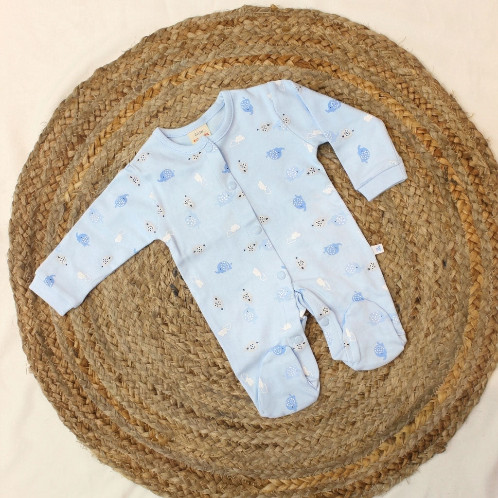 New born Romper With Matching Hat-Pastel Blue