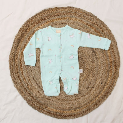 New Born Mint Green Romper With Matching Beanie