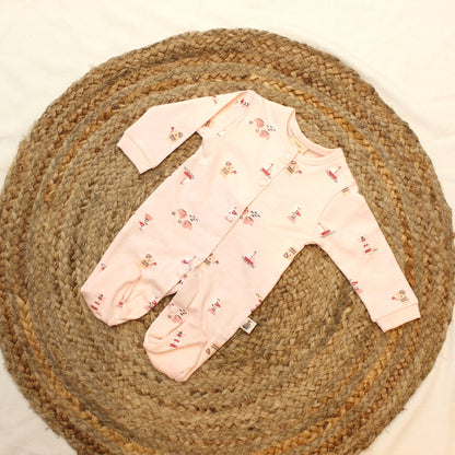 New Born Rompers with Matching Beanie -Pale Pastel Pink
