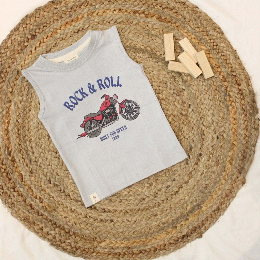 New Born Sleeveless Tee-Ash