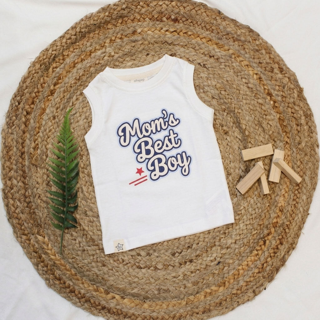 New Born Sleeveless Graphic Tee — Crisp White