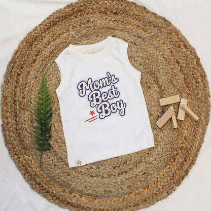 New Born Sleeveless Graphic Tee — Crisp White