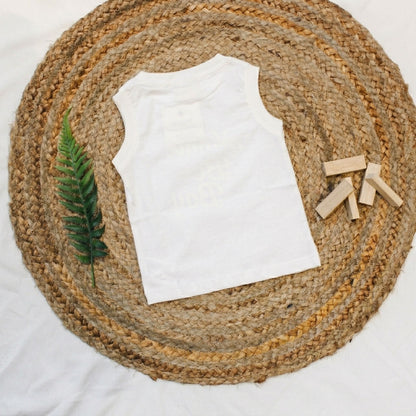 New Born Sleeveless Graphic Tee — Crisp White