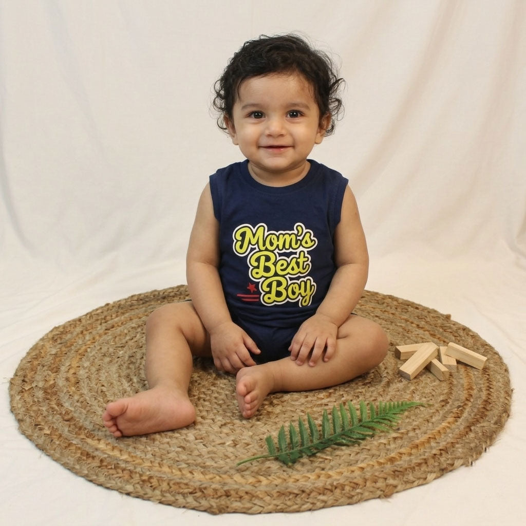 New Born Sleeveless Graphic Tee — Rich Navy Blue
