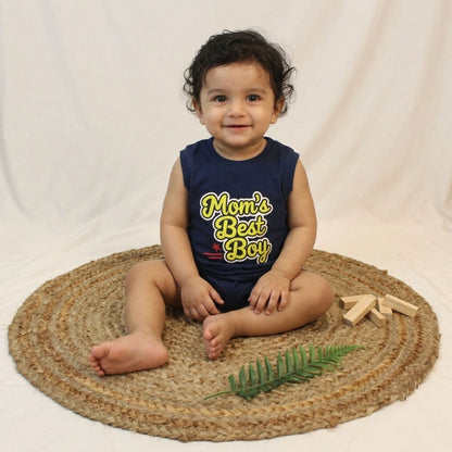 New Born Sleeveless Graphic Tee — Rich Navy Blue
