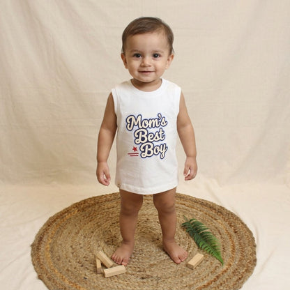 New Born Sleeveless Graphic Tee — Crisp White