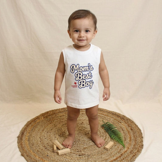 New Born Sleeveless Graphic Tee — Crisp White