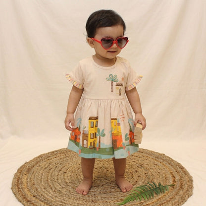 New Born Frock -Cream