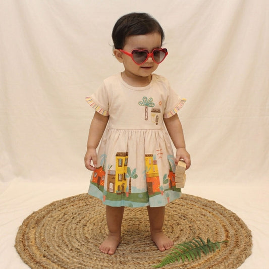 New Born Frock -Cream